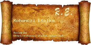 Rohonczi Etelka névjegykártya